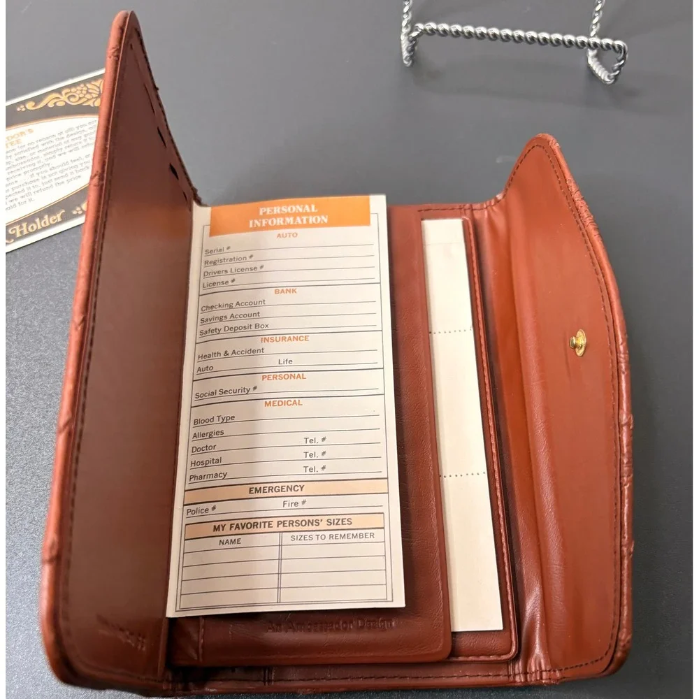 Ambassador Checkbook Wallet Womens OS Brown Like New Patchwork Leather Vintage